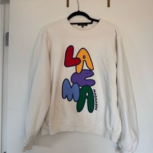 MadHappy White LACMA Graphic Crewneck Sweater